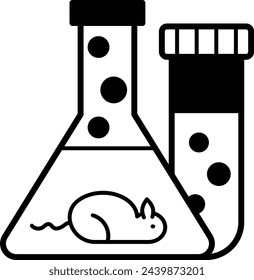 Rat Research Test vector outline design, Biochemistry symbol, Biological processes Sign, bioscience and engineering stock illustration, immunization trials using attenuated virus Concept