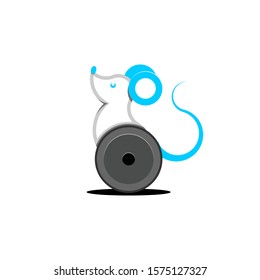 Rat robot on wheels cartoon character mouse creative symbol of Chinese New Year.
