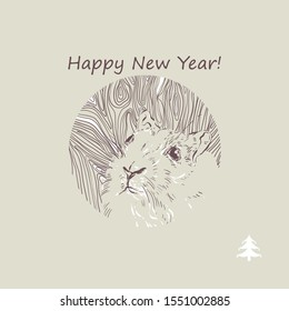 Rat. Rodent, mouse. Vector image. Hand-drawn illustration. Linear graphics.