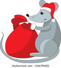 Rat in santa claus christmas costume. 