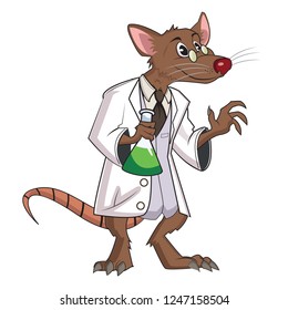 rat scientist vector illustration with white background,Can be used for printing t-shirts, children's books, stickers etc.