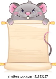 Rat with scroll -  symbol of Chinese horoscope