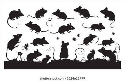 Rat silhouette animal black vector