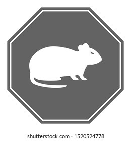 RAT silhouette in gray octagon. STOP RODENTS sign. Vector.