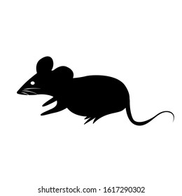 rat silhouette, isolated of black rat.