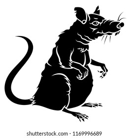 Rat silhouette isolated on white