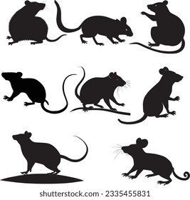 Rat Silhouette Vector Art Icon.