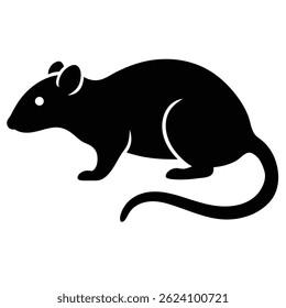 Rat Silhouette Vector Icon On White Background	