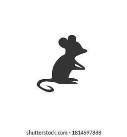 Rat silhouette vector, mouse symbol on a white background