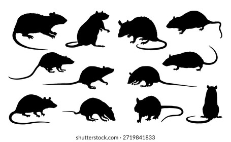 silhuetas de rato sobre fundo branco