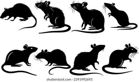 Rat Silhouettes, Small Rat Vector