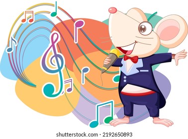 Rat singer cartoon character on white background illustration