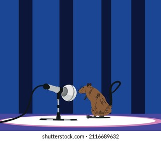 Rat Singing and Dancing on the Stage Vector Image