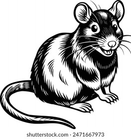 Ratte sitzt auf einem reinweißen Hintergrund EPS 10