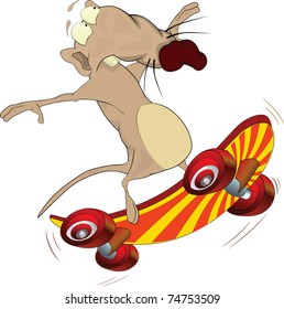 Rat and skate board .Cartoon