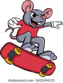 rat skate board cartoon mascot vector illustration