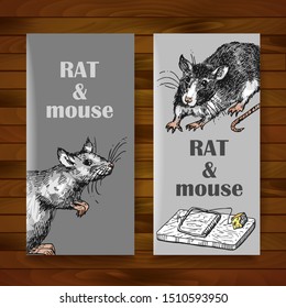 Rat sketch vector illustrations. Hand drawn picture with mouse. Symbol of 2020 new year.