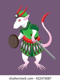Rat the soldier in an armor and with a sword