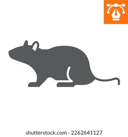 Rat solid icon, glyph style icon for web site or mobile app, animals and rodent, mouse vector icon, simple vector illustration, vector graphics with editable strokes.