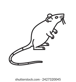 Rat standing on hind legs vector line icon for Rat Day on April 4