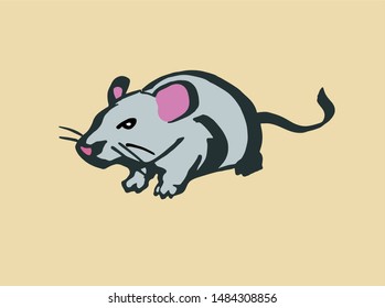 Rat. Stylized line drawing. Color illustration