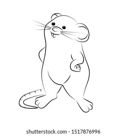 
Rat. Symbol of 2020. Outline image of a rat on a white background. Element for design. Vector illustration.
