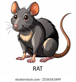 Rat symbol of 2032 in cartoon style on a white background. Vector illustration.