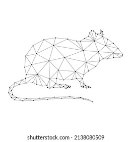 Rat, symbol of horoscope according to Eastern calendar, from abstract futuristic polygonal black lines and dots. Vector illustration.