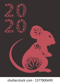 Rat symbol of the year 2020. Chinese New Year.  Vector