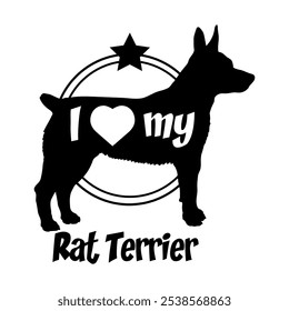 Rat Terrier  dog silhouette, i love my dog,  dog, dog breeds, logo, vector, silhouette, animal, illustration, icon, sign, black, pet,