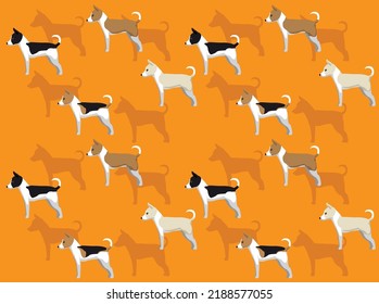 Rat Terrier Dog Various Color Cartoon Seamless Wallpaper Background