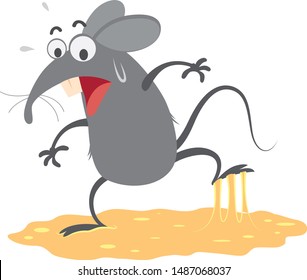 Rat Trapped In Sticky Glue Traps,vector