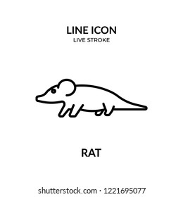 rat vector, animal line icon with live stroke,  Flat design