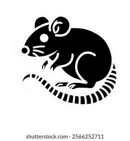 rat vector design, rat icon, rat logo, rat sticker, black and white design, great as a sticker.