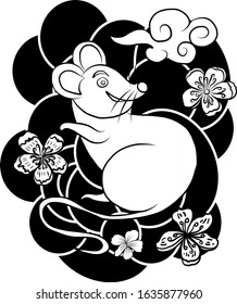 Rat vector illustration for happy new year 2020.idea for printing on background.