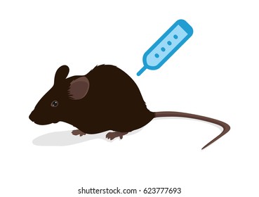 Rat vector illustration: thermometer