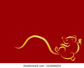 Rat vector.Chinese new year 2020.red and gold.Lantern and gold money.wealth and rich on happy new year.