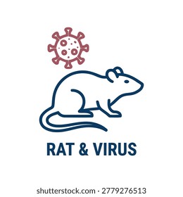 Rat And Virus Icon Illustration Containing disease carrier, infection source, and health hazard