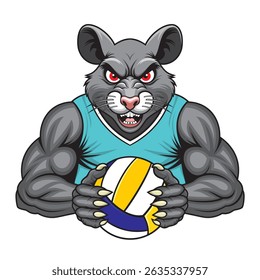 rat volleyball mascot vector illustration volleyball mascot design
