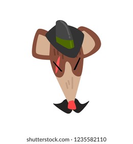 Rat wearing fedora hat, animal portrait cartoon vector Illustration on a white background