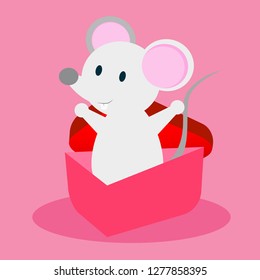 rat which show up from the gift box. valentine