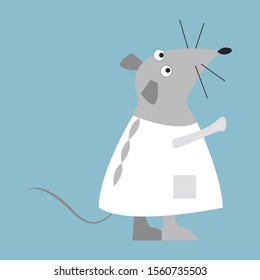Rat in white, illustration, vector on white background.