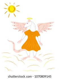 Rat white with wings