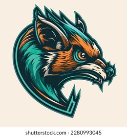 Rat or wild animal roaring muzzle for sport team mascot. Vector isolated flat icon of wildcat Peacock predator symbol for blazon, badge or hunting nature adventure club.