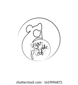 Rat year, Happy new year 2020 lettering, mouse silhouette, greeting card or invitation, continuous line drawing, neon, banner, poster, flyers, marketing, emblem or logo design, isolated vector.