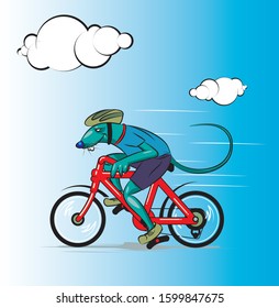 Rat Years Mouse cycling faster on the road