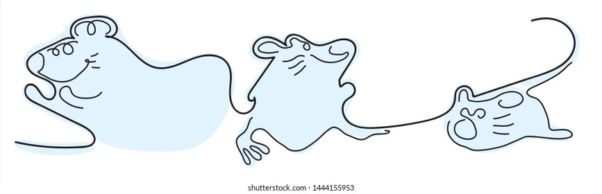 Rat zodiac. The animal of the Chinese zodiac. Hand drawn vector illustration.