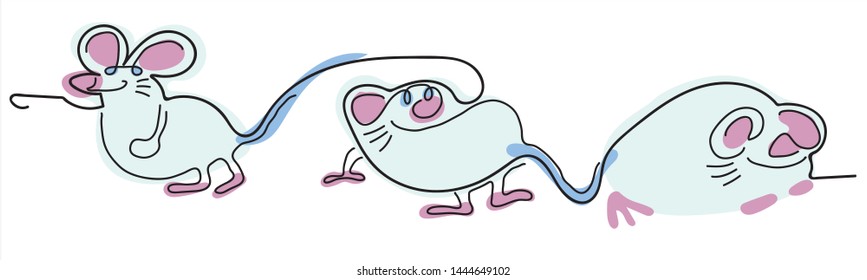 Rat zodiac. The animal of the Chinese zodiac. Hand drawn vector illustration.