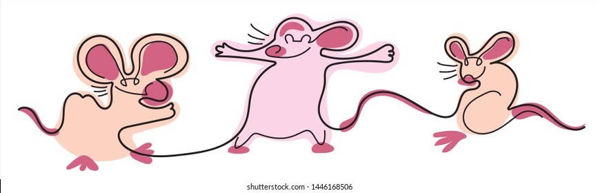 Rat zodiac. The animal of the Chinese zodiac. Hand drawn vector illustration.