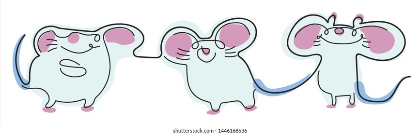 Rat zodiac. The animal of the Chinese zodiac. Hand drawn vector illustration.